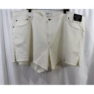 Abercrombie & Fitch Womens Ivory High Rise Mom Curve Love Shorts 37/24 NWOT